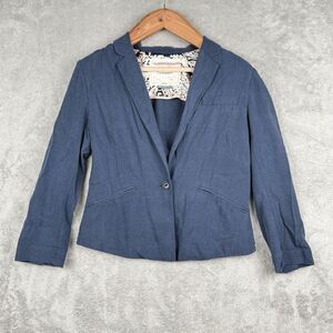 Cartonnier by Anthropologie Blazer Womens Size‎ 6 Navy Blue Lyocell Button Short